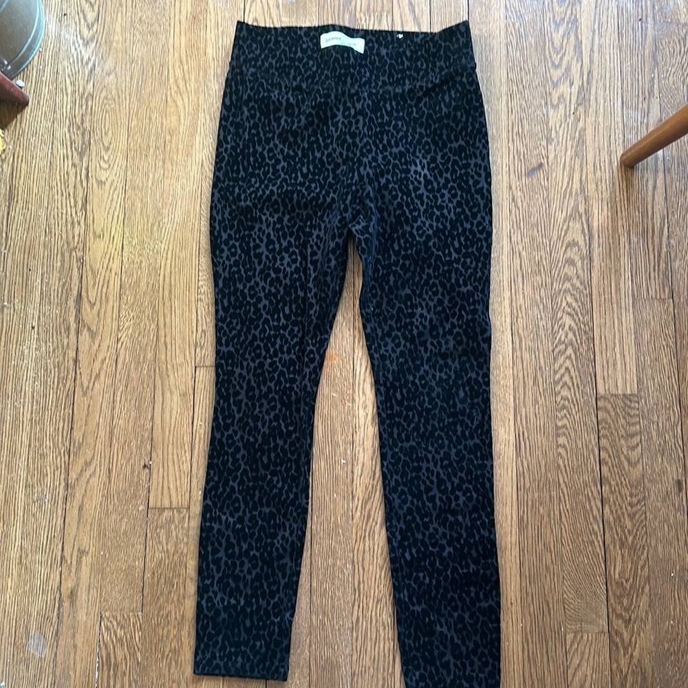 Black velour leopard prints pants